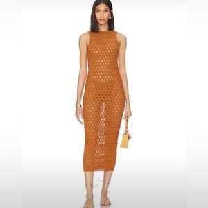 LPA open stitch dress in rust, size small